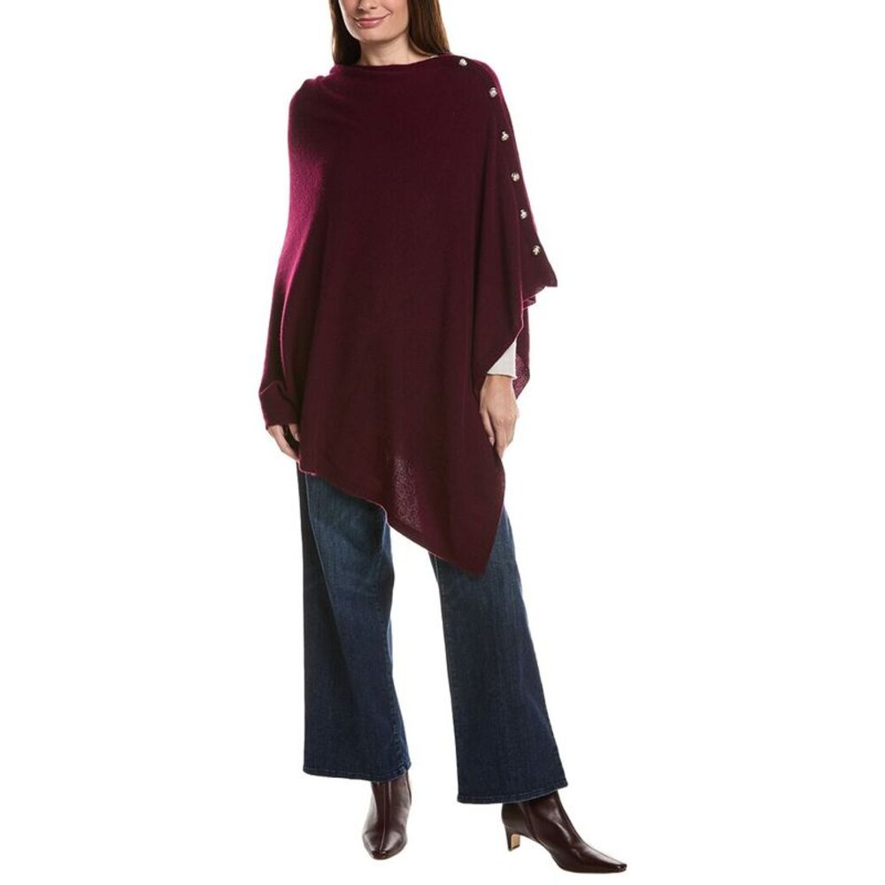 Sofiacashmere Button Shoulder Cashmere Wrap, Red